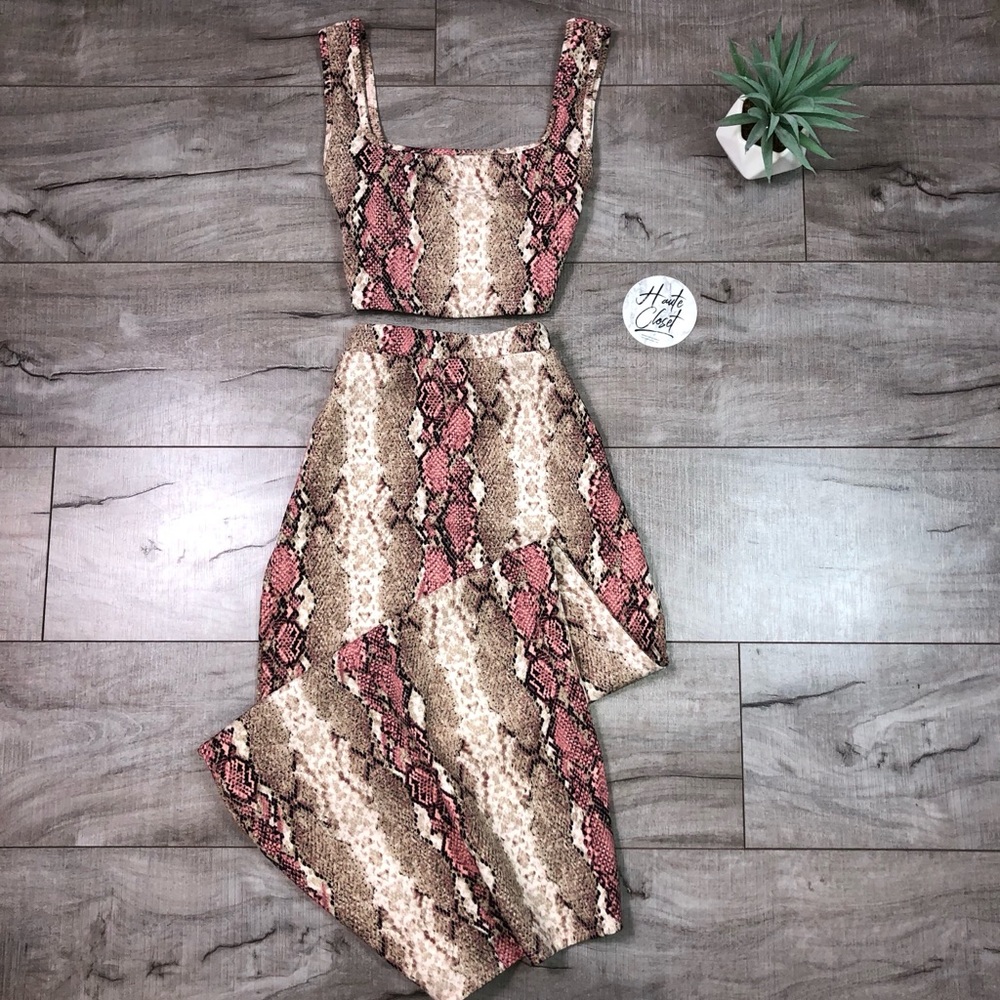 LAST 1 | Mauve Snake Skin Maxi Skirt Set - Picture 2 of 4
